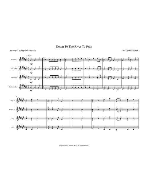 Down To The River To Pray (Arr. Dominic Meccia) - Traditional (Small Ensemble)