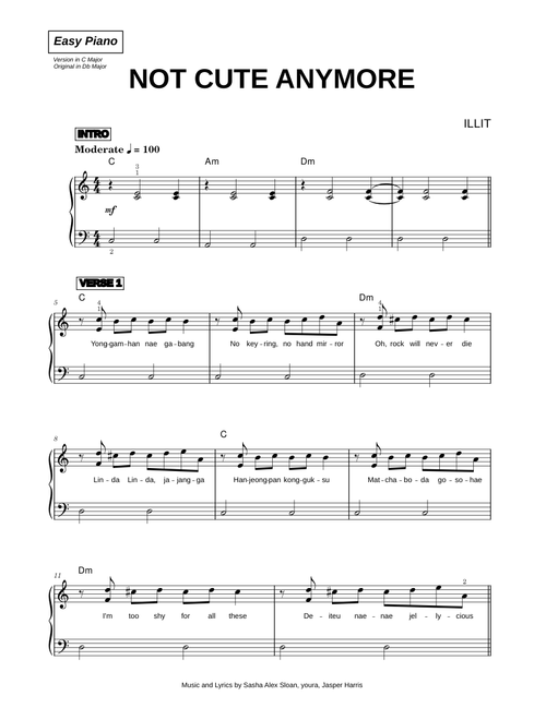 NOT CUTE ANYMORE - ILLIT (Easy Piano)