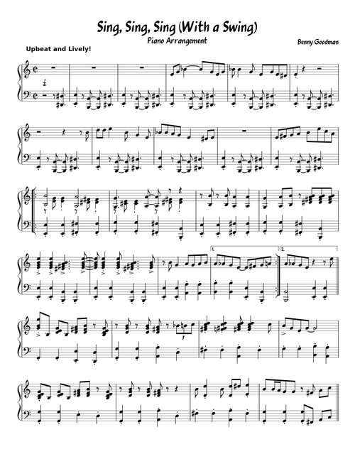Sing Sing Sing (1938 Carnegie Hall Piano Transcription) Completed Version