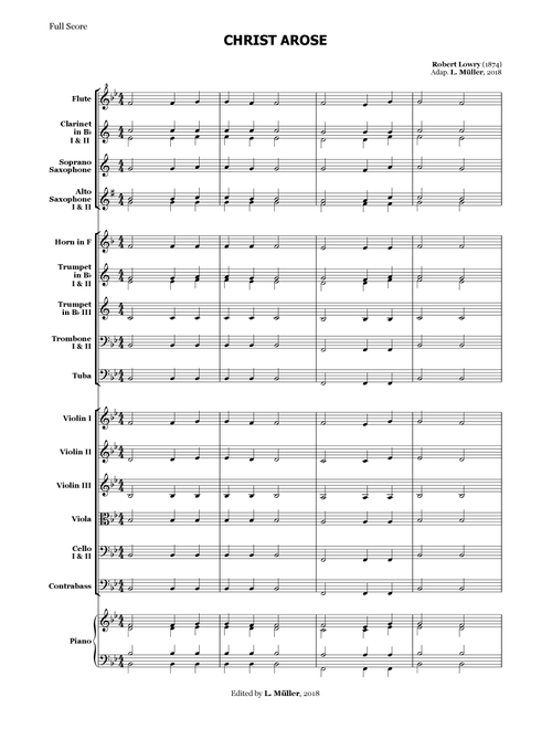 Christ Arose - for Beginner Orchestra. (Arr. L. Müller) - Robert Lowry (Large Ensemble)
