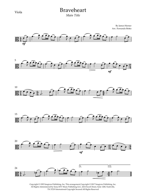 Braveheart - Main Title (Arr. Fernando Britto) - James Horner (Viola Solo)