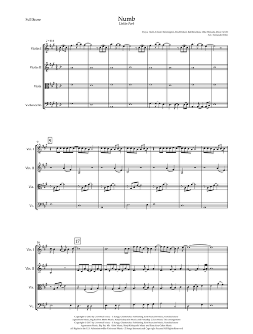 Numb (Arr. Fernando Britto) - Linkin Park (String Quartet)