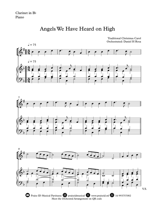 Angels We Have Heard on High  - Gloria in excelsi Deo - Easy Bb Clarinet and Piano (Arr. Daniel H Rosa) - Traditional Christmas Carol (Clarinet and Piano)