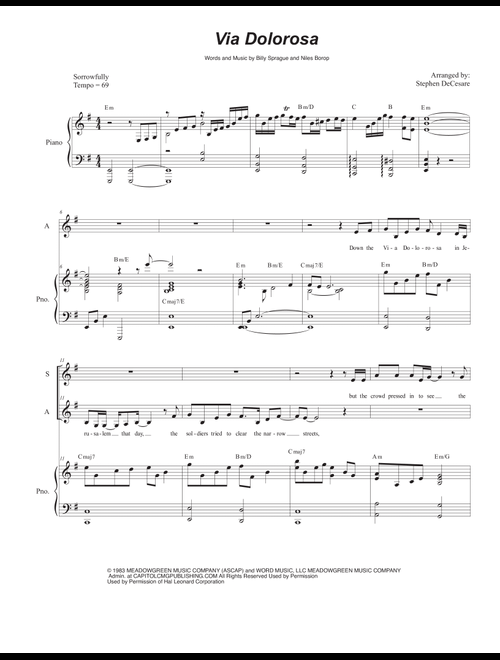 Via Dolorosa (Arr. Stephen DeCesare) - Sandi Patty (Voice Duet and Piano)