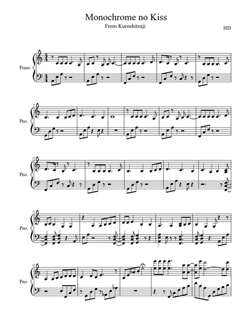 Monochrome no Kiss - SID (Piano)