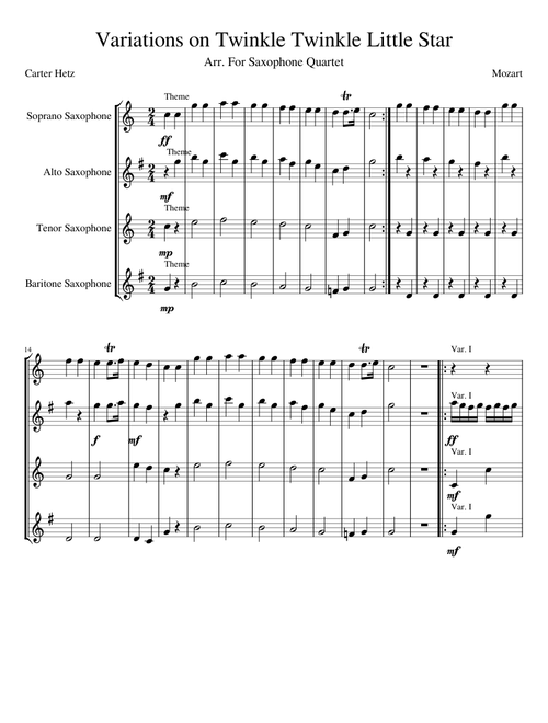 Variations on Twinkle Twinkle Little Star - SATB