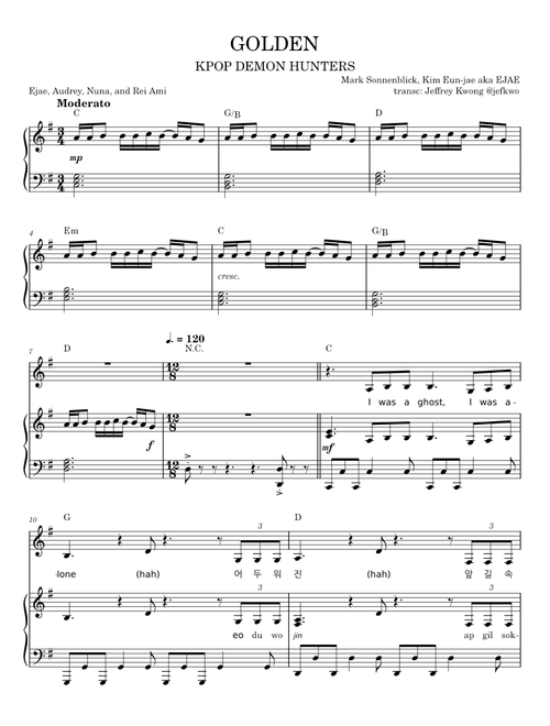 Golden KPop Demon Hunters - Piano - Huntr/x (Ejae, Audrey Nuna and Rei Ami) – jeffrey.kwong