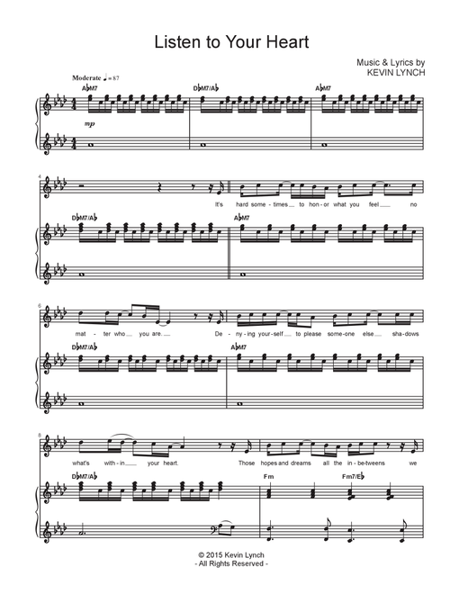 Listen to Your Heart - Kevin Lynch (Piano Vocal)