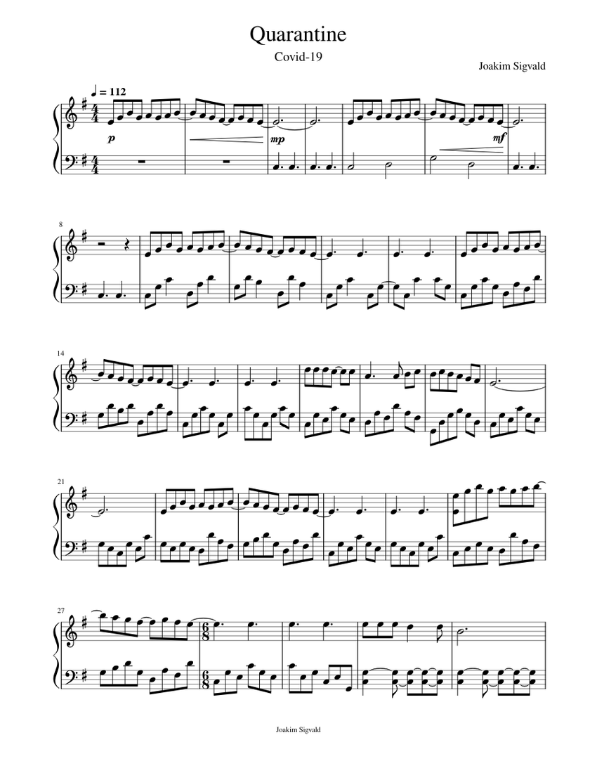 Quarantine v.2 Sheet music for Piano (Solo) | Musescore.com