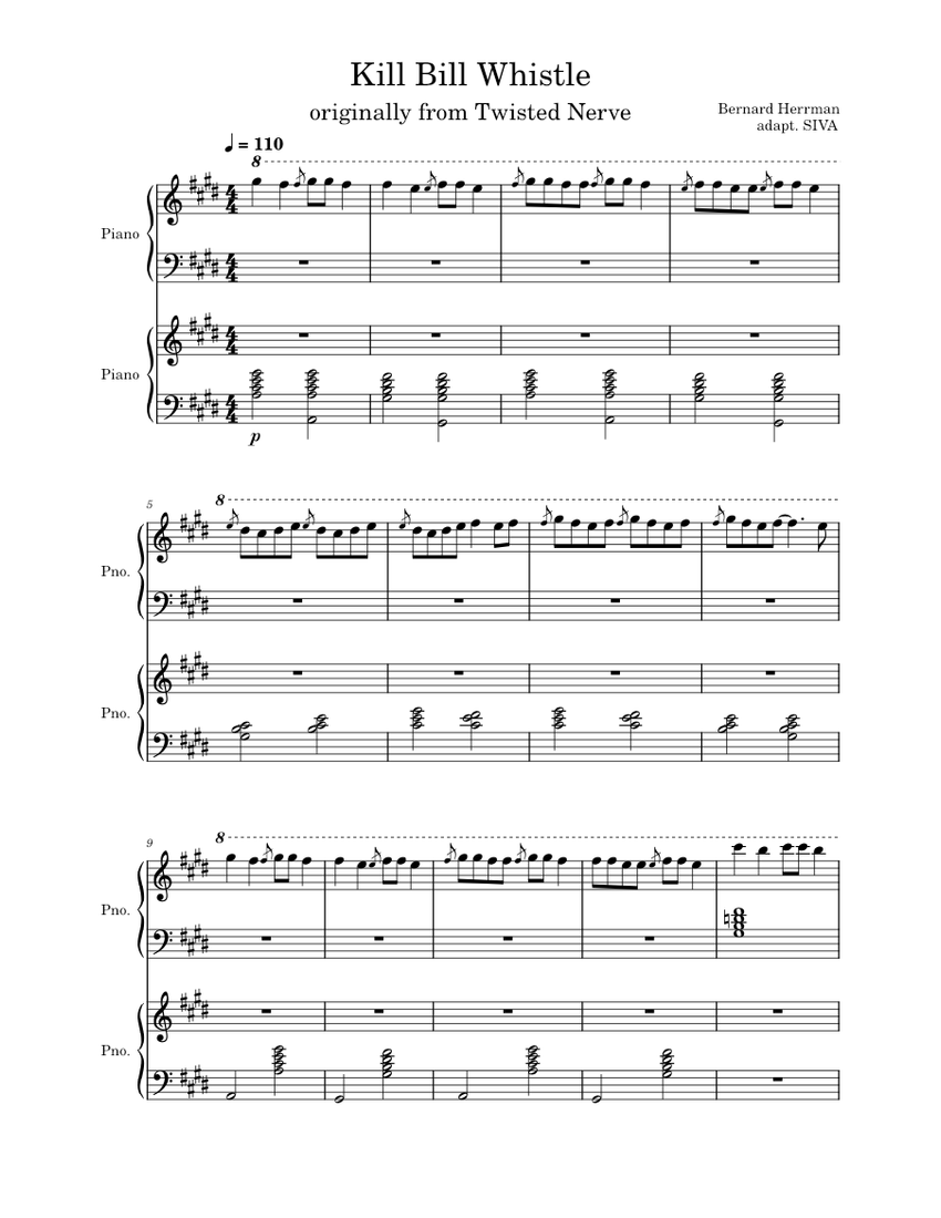 Kill bill Sheet music for Piano (Piano Duo)