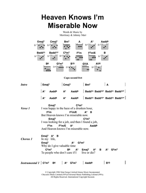 Heaven Knows I'm Miserable Now - The Smiths (Guitar Chords-Lyrics)
