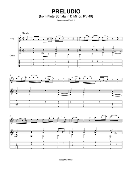 Preludio (from Flute Sonata in D Minor, RV 49) (Arr. Mark Phillips) - Antonio Vivaldi (Instrumental Duet)