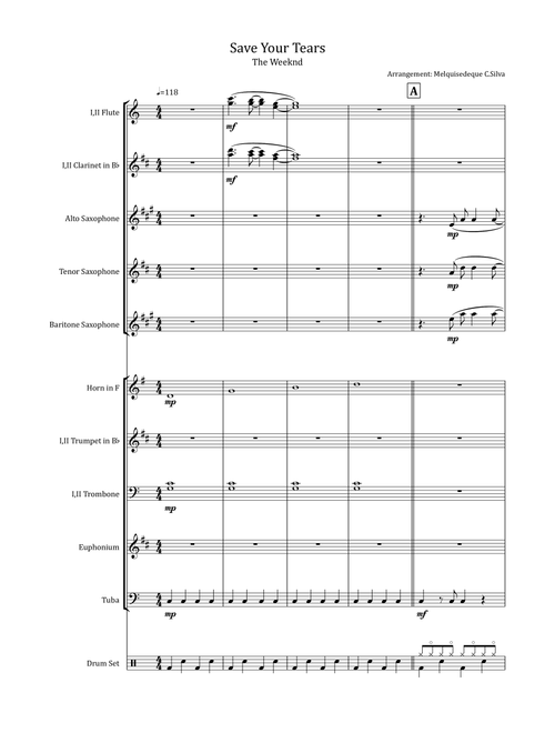 Save Your Tears (Arr. Melquisedeque C.Silva) - The Weeknd (Small Ensemble)