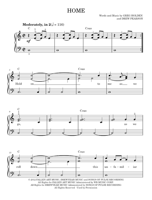 Home - Phillip Phillips (Easy Piano)