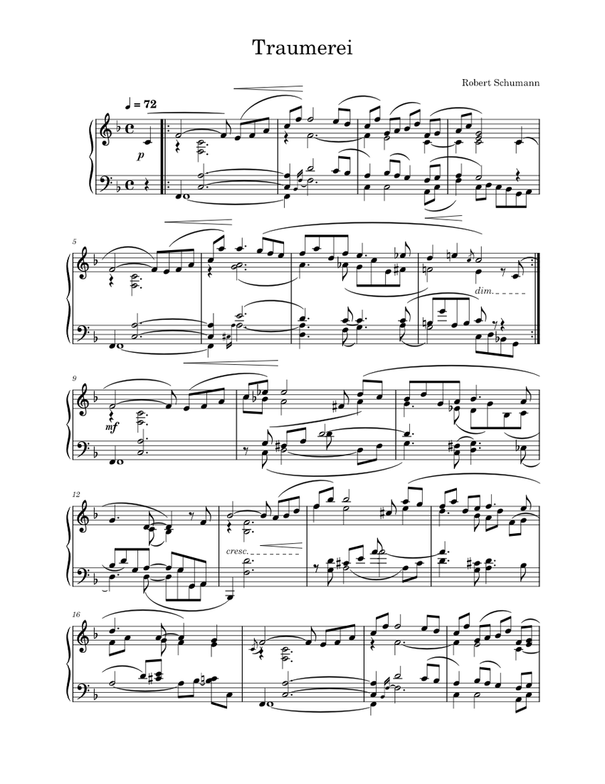 Reverie (Traumerei), Op. 15, No. 7 Robert Schumann Traumerei Sheet