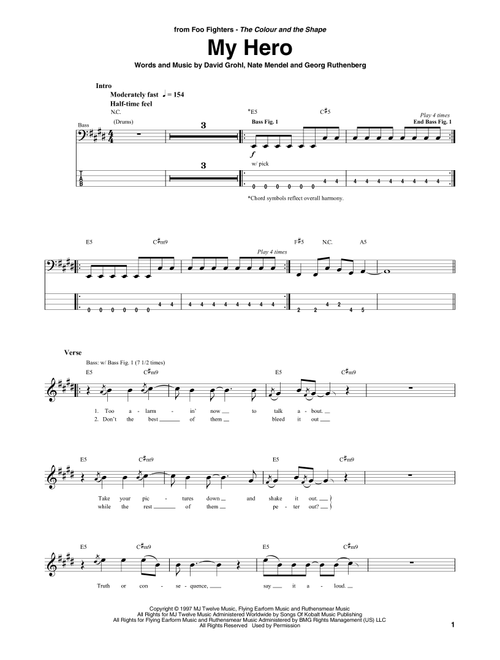 My Hero - Foo Fighters (Bass Tab)