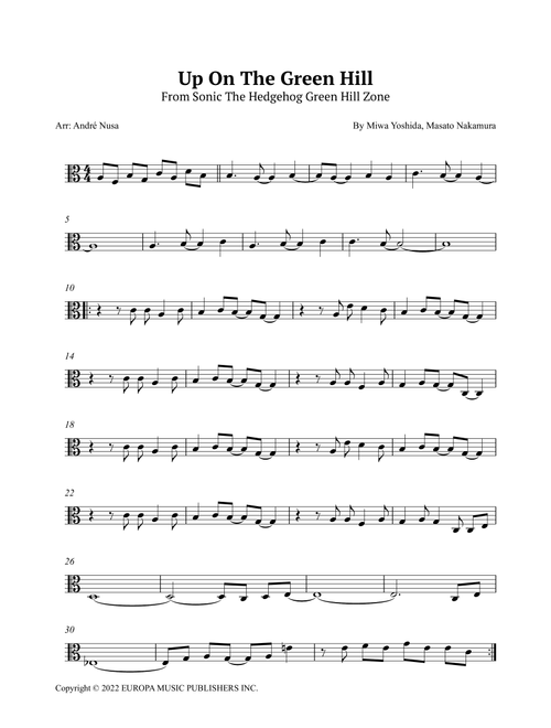 Up On The Green Hill From Sonic The Hedgehog Green Hill Zone (Arr. André Nusa) - Dreams Come True (Viola Solo)