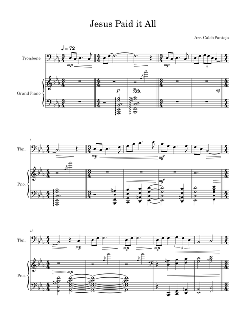 Jesus Paid It All | Trombone Solo