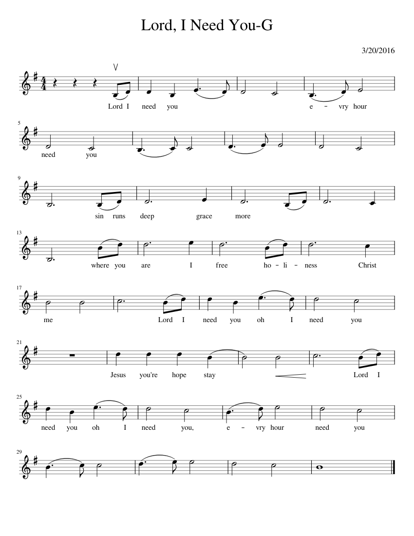 Lord, I Need You-A Sheet Music for Piano (Solo) Easy | MuseScore.com