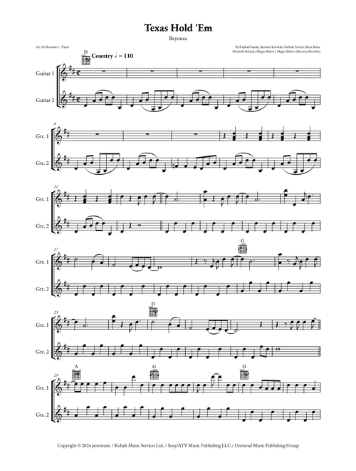 Texas Hold 'em (Arr. Jhonatan Lucio Viana) - Beyoncé (Instrumental Duet)