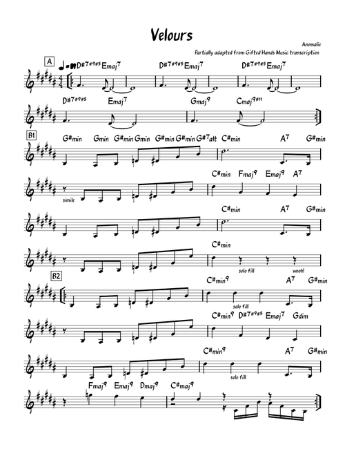 Velours - Anomalie (lead sheet)