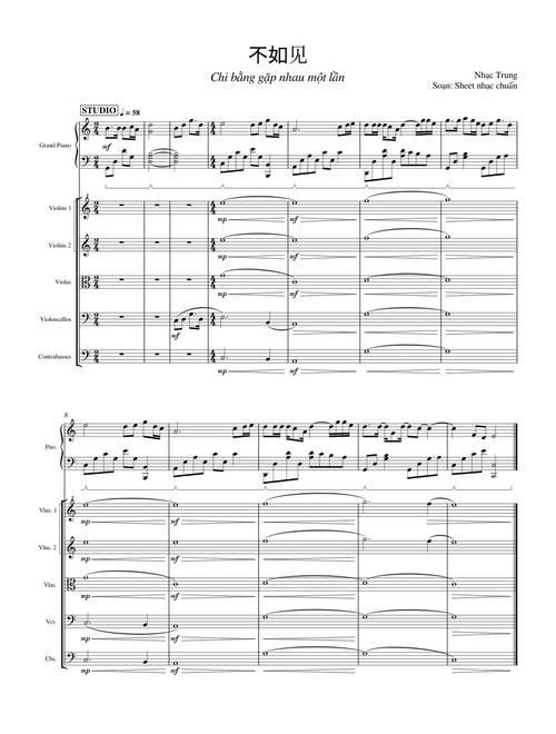 SHEET PIANO: 不如见 - CHI BẰNG GẶP NHAU MỘT LẦN || NHẠC TRUNG HAY NHẤT