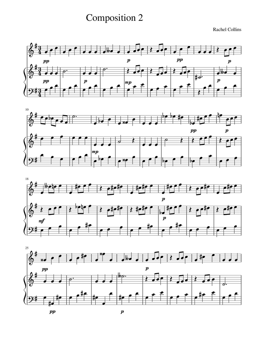 Composition 2 Sheet music for Piano, Vocals (Piano-Voice) | Musescore.com