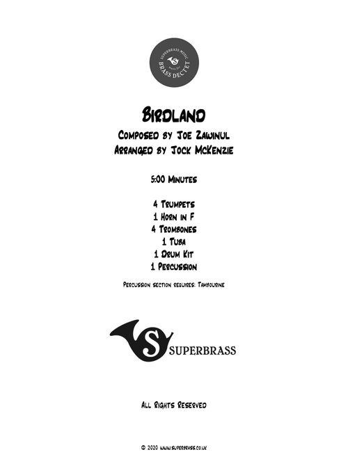 Birdland (Arr. Jock McKenzie) - Manhattan Transfer (Brass Ensemble)