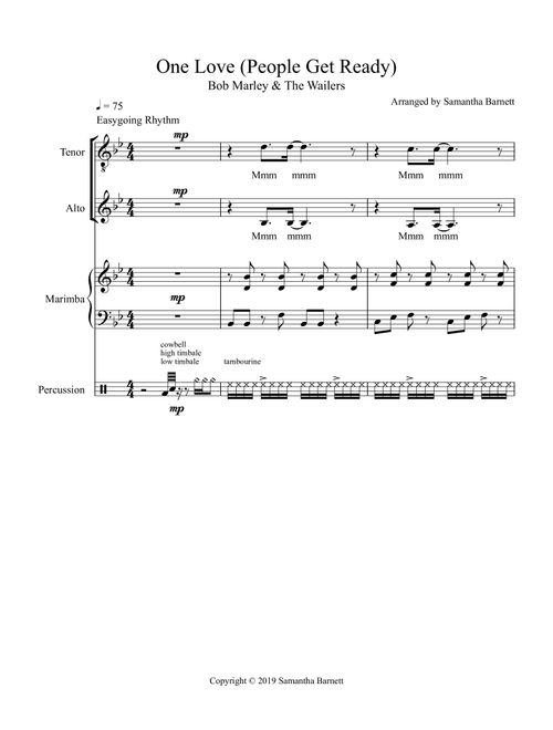 One Love (people Get Ready) (Arr. Samantha Barnett) - Bob Marley (Small Ensemble)