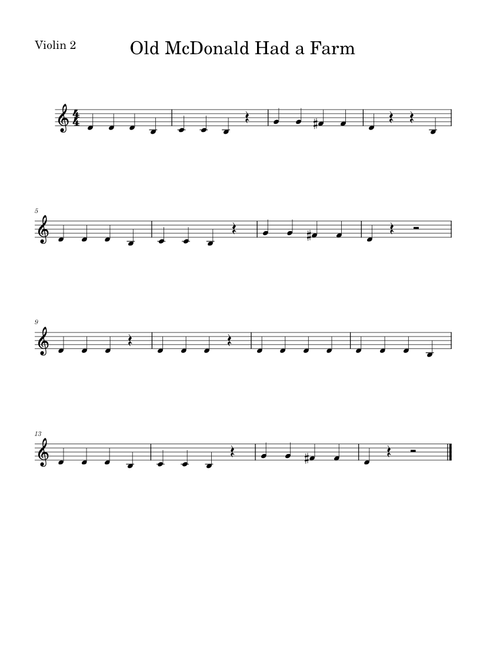Old mcdonald had a farm – Misc Traditional Old McDonald Had a Farm-Violin 2