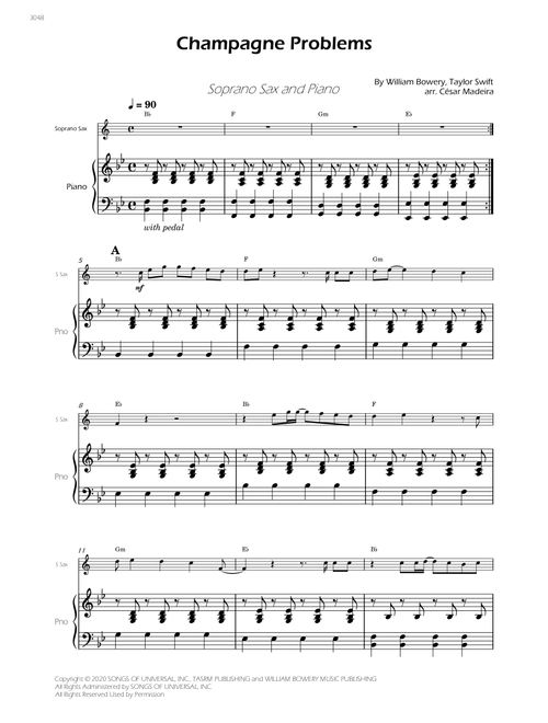 Champagne Problems (Arr. César Madeira) - Taylor Swift (Soprano Sax and Piano)