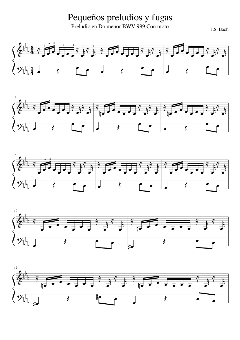 Percepción ajuste Intervenir Prelude in C minor J.S.Bach BWV 999 Sheet music for Piano (Solo) | Musescore.com Percepción ajuste Intervenir Prelude in C minor J.S.Bach BWV 999 Sheet music for Piano (Solo) | Musescore.com