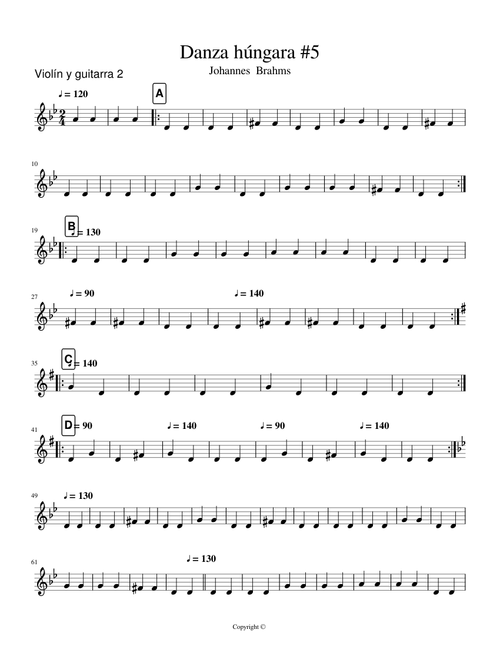 Danza Húngara #5  Violín y guitarra 2