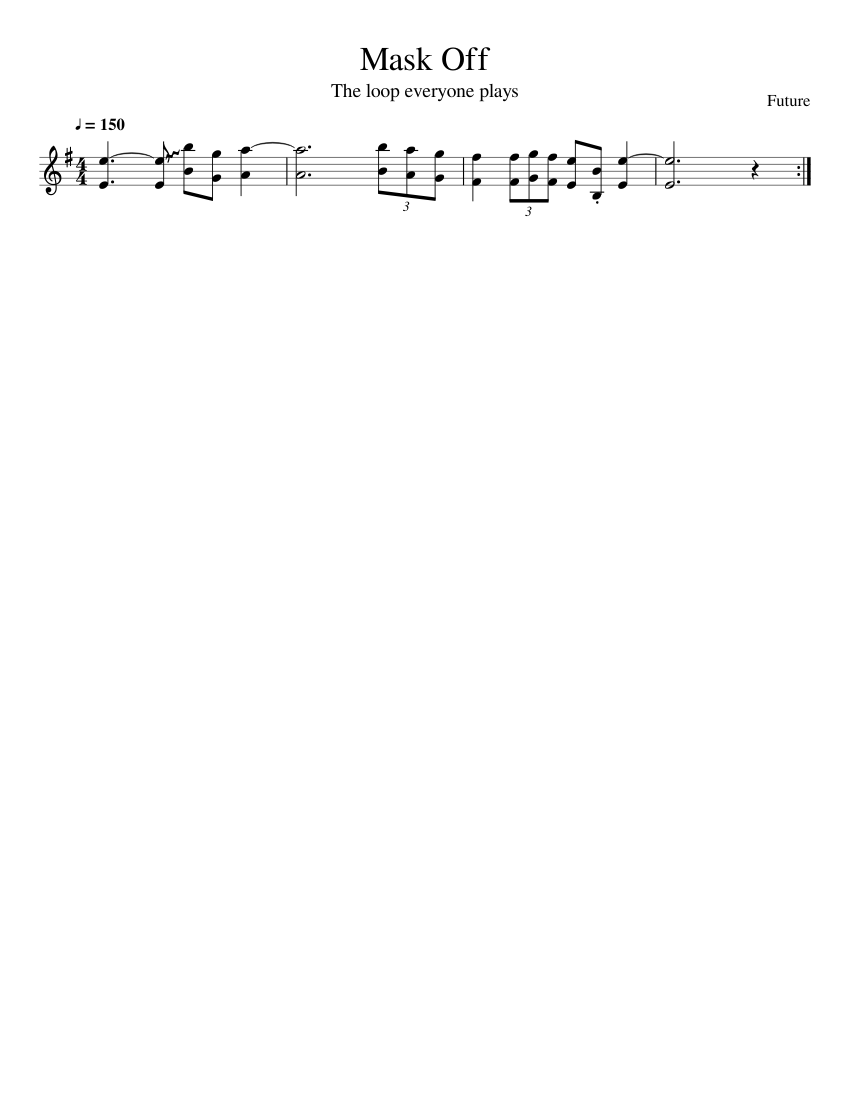 Mask Off Sheet music for Trumpet b-flat (Solo) | Musescore.com