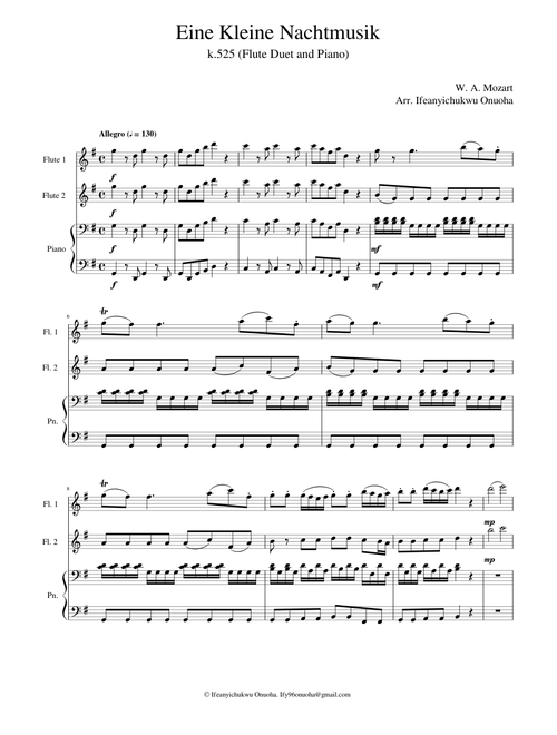 Eine Kleine Nachtmusik 1st Mvmt (for two flutes and piano) - W. A. Mozart