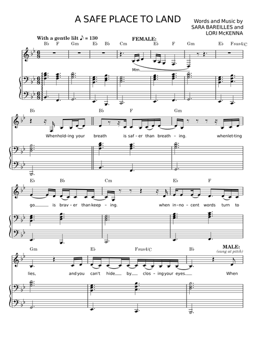 A safe place to land - Sara Bareilles