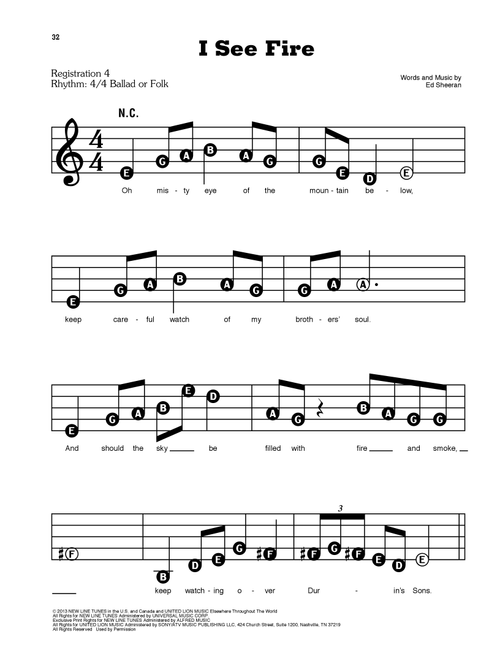 I See Fire (from The Hobbit) - Ed Sheeran (E-Z Play Today)