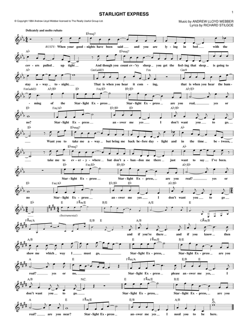 Starlight Express - Richard Stilgoe (Lead Sheet - Fake Book)