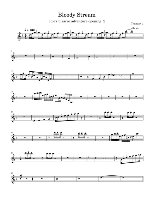 JoJo's Bizarre Adventure Trumpet Part - Bloody Stream (Opening 2) – Yugo Kanno