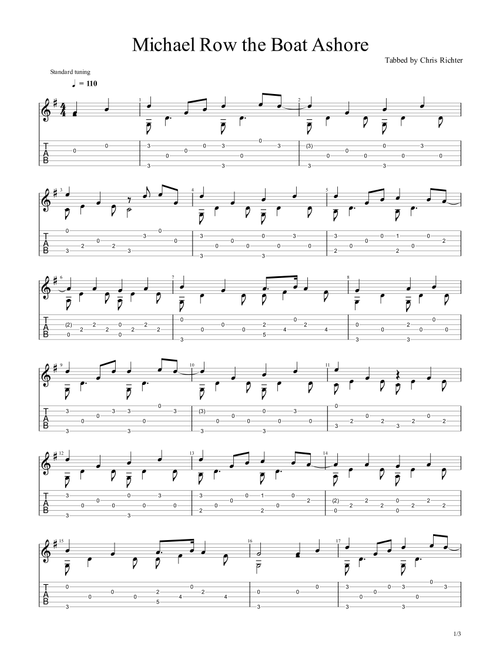 Michael, Row the Boat Ashore (Arr. Chris Richter) - Traditional (Solo Guitar)