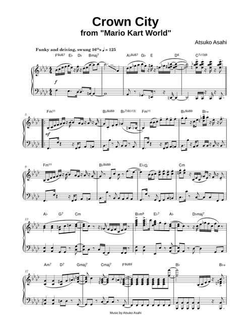 Crown City (from Mario Kart World) - Atsuko Asahi (Piano)