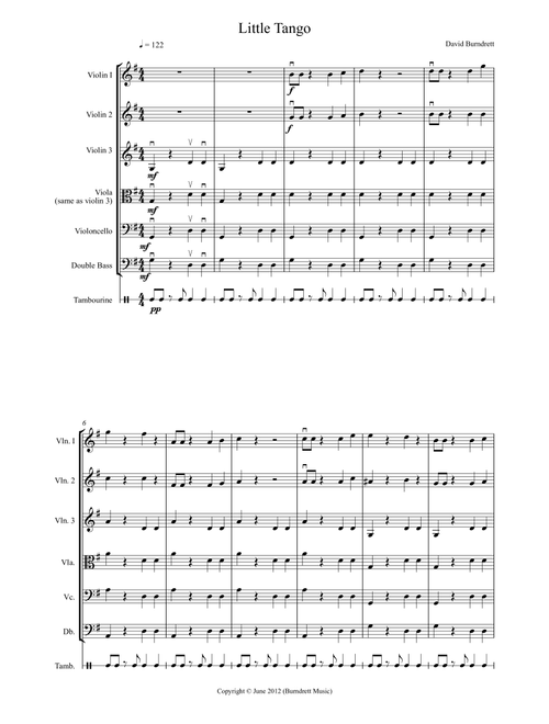 Little Tango for Beginning String Orchestra - David Burndrett (String Quartet)