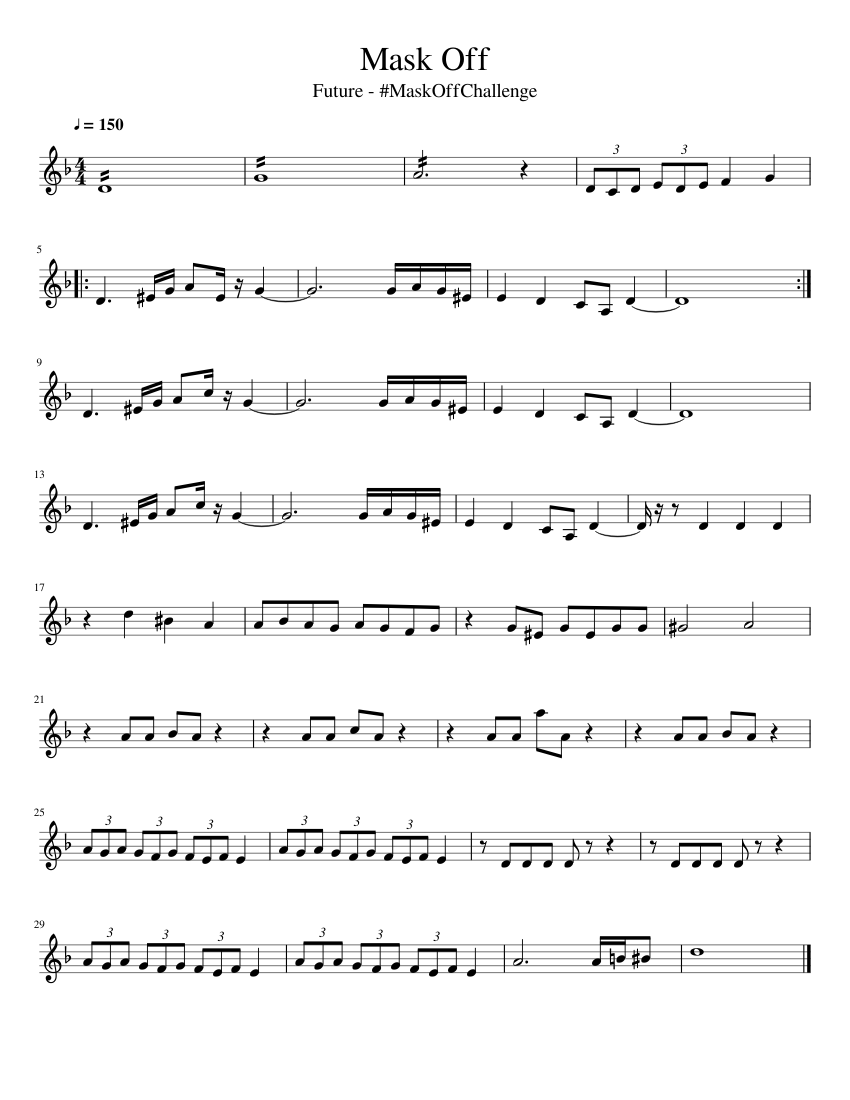 Mask Off Sheet Music for Violin (Solo) | MuseScore.com