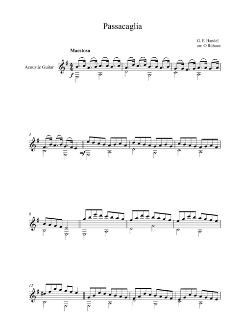 Passacaglia - George Frideric Handel (Guitar) (Arr. Oleksii Rohoza) (Solo Guitar)