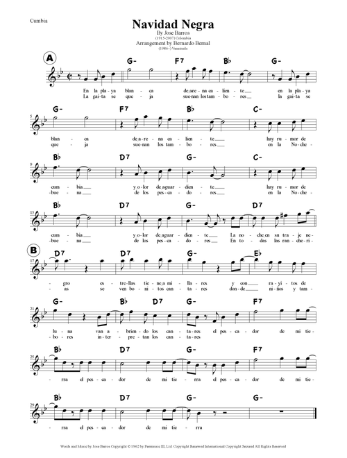 Navidad Negra (Arr. Bernardo Bernal Hidalgo) - Jose Barros (Lead Sheet - Fake Book)
