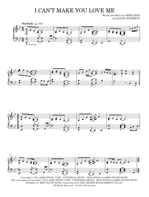 I Can't Make You Love Me - Bonnie Raitt (Piano Solo)