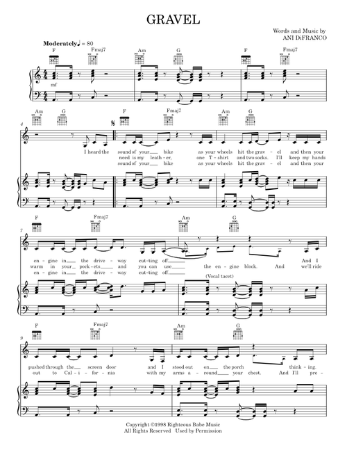 Gravel - Ani DiFranco (Piano-Vocal-Guitar)