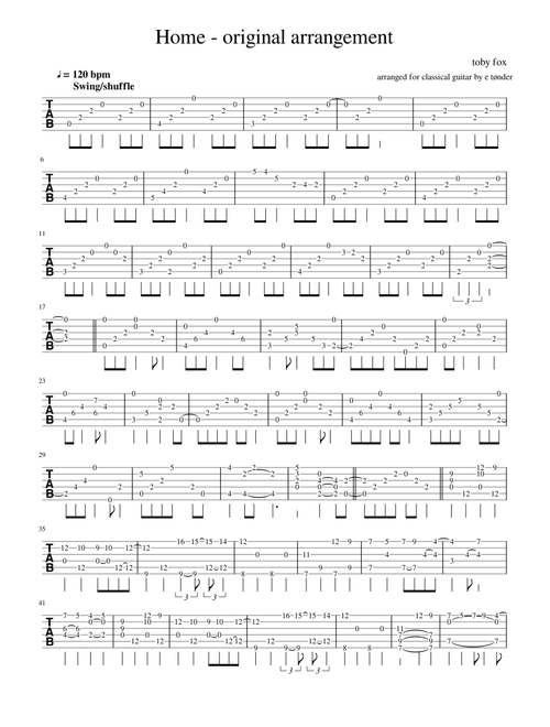 Home by Toby Fox - original arrangement for classical guitar