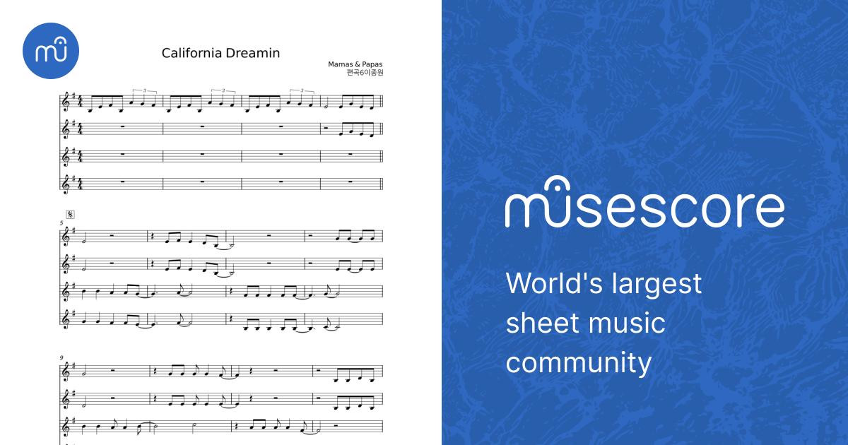 California Dreamin #39 The Mamas The Papas Sheet Music for Violin