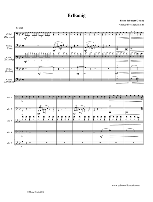 Schubert's Erlkonig for four or five cellos (cello quartet / quintet) (Arr. Yellow Cello Music) - Franz Schubert (String Ensemble)